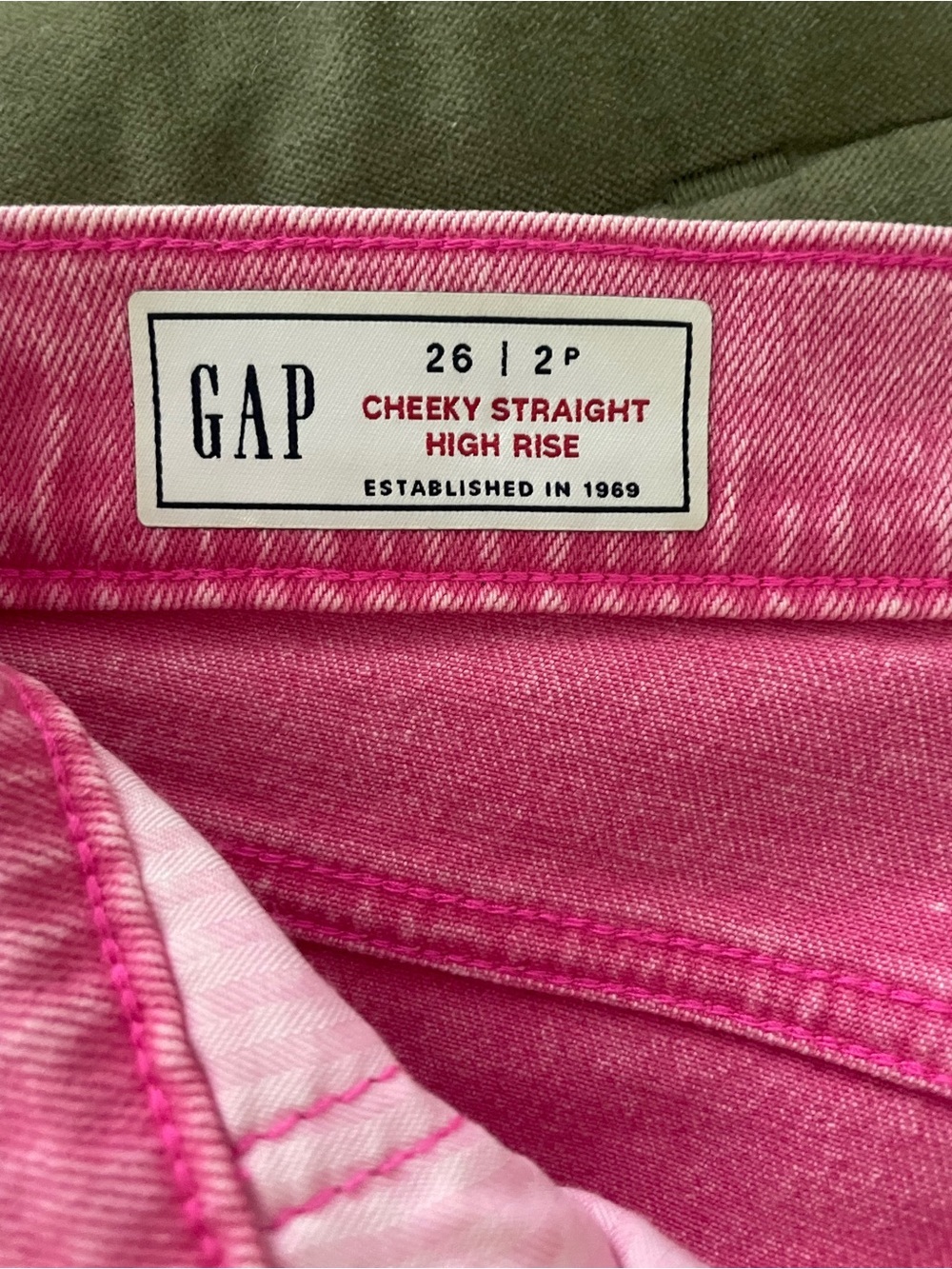 Gap Cheeky Pink High-Rise Straight Jeans, acid wash pink, 26P - Picture 5 of 6